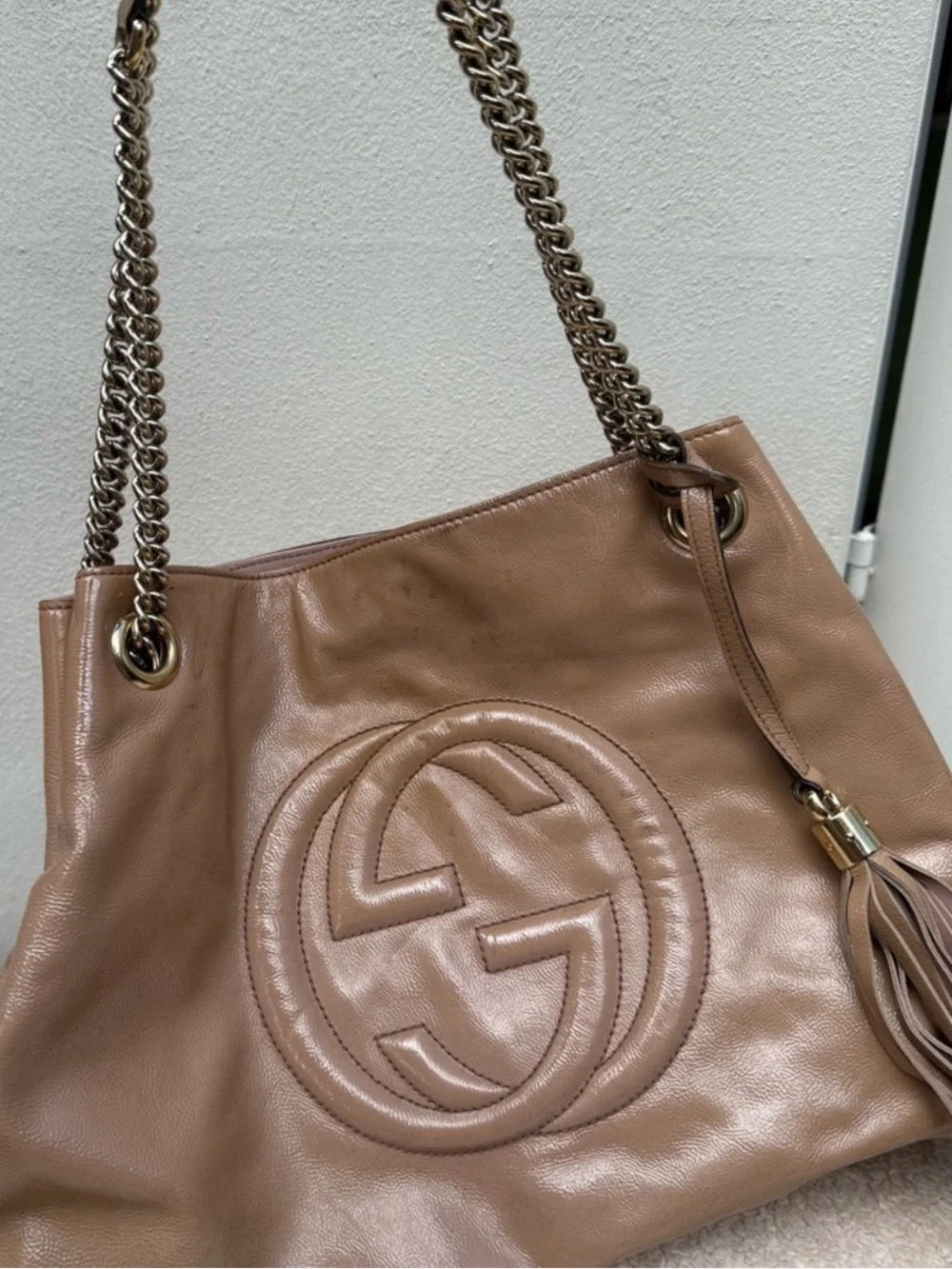 Gucci soho disco Brown Leather Shoulder Bag with Chain Detail